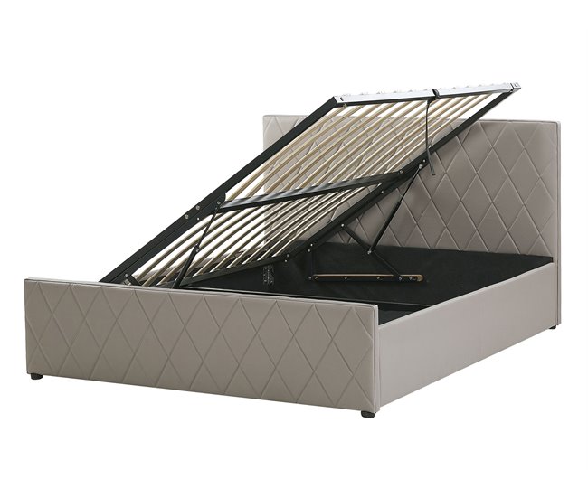 Beliani Cama com estrado Pele sintética ROCHEFORT 150x214 Cinza Escuro