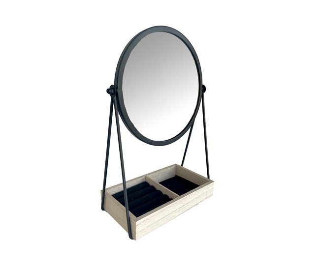 Espelho de mesa com porta-joias DANA marca ECOANYA Preto