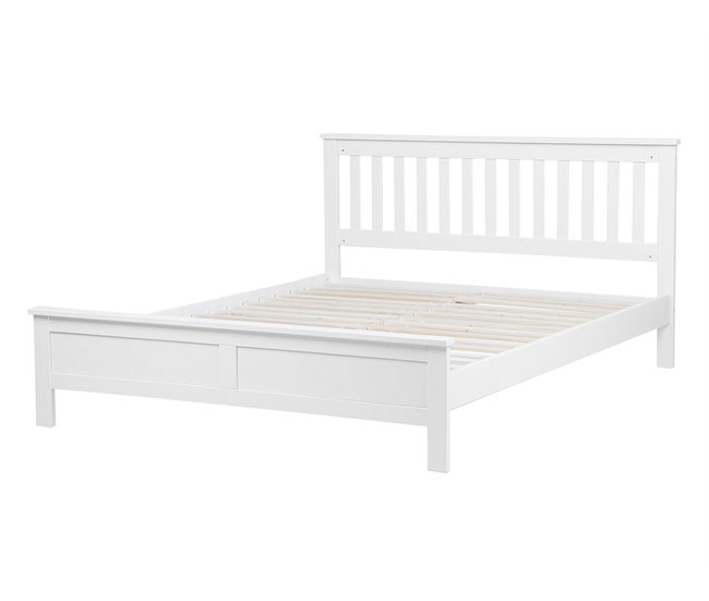 Beliani Cama com estrado Pinho MAYENNE 149x208 Branco