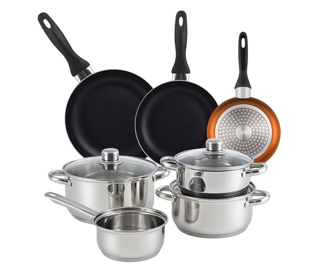 Conjunto de panelas Well Home 7 peças + 3 panelas Cinza