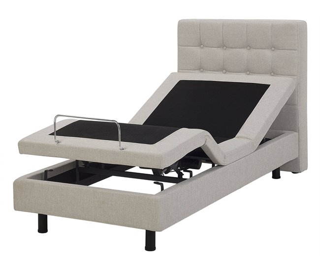 Beliani Cama com estrado Poliéster DUKE 92x216 Bege