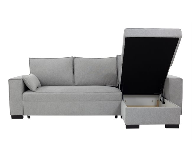 Chaise longue com cama MARLON reversível 3 lugares cinza Cinza