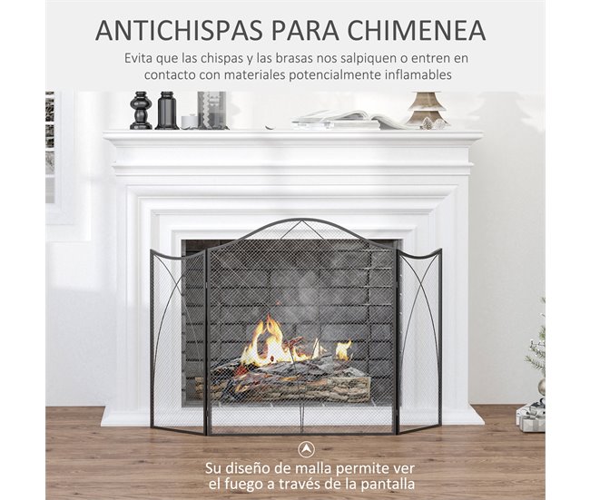 Frente para Lareira Dobrável HOMCOM 820-263 Preto
