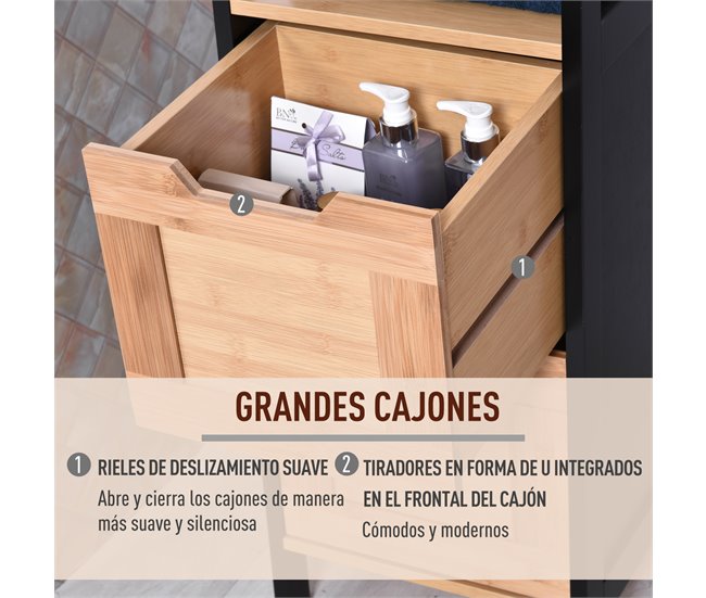 Armário auxiliar MDF, Bamboo kleankin, casa - casa de banho Multicor
