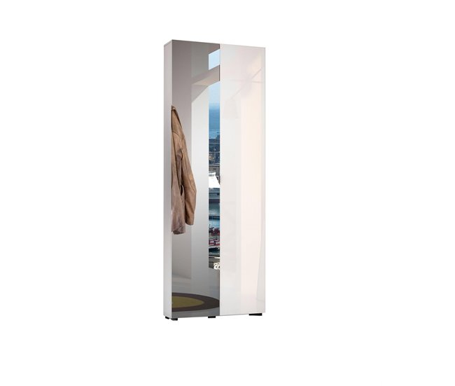 Armário multiuso com 2 portas com efeito madeira 73 Branco
