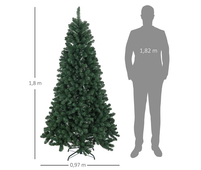 Árvore de Natal PVC, Aço HOMCOM, casa - natal Verde