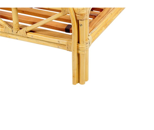 Beliani Cama com estrado Rattan/vime FLORENTINE 187x207 Castanho