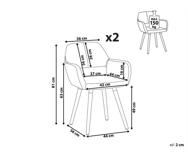 Beliani Silla de comedor CHICAGO Azul Marino