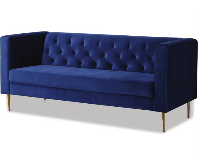Sofá fixo de veludo Azul Marino