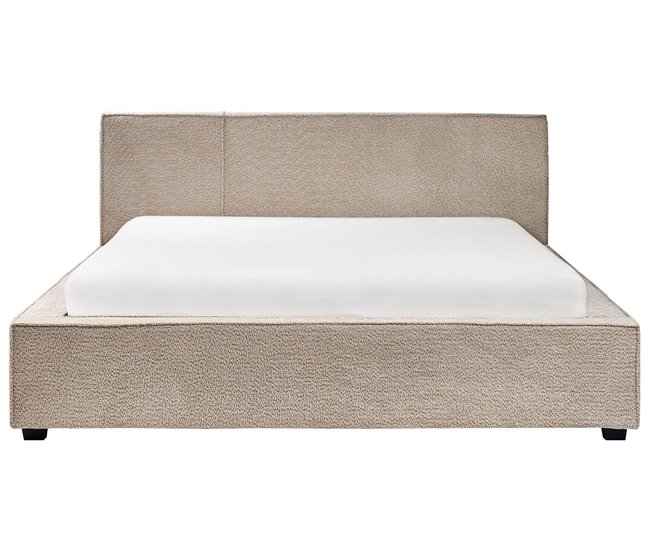Beliani Cama com estrado Bouclé MIRANDE 189x231 Cinza