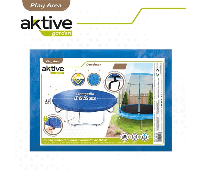 Protetor de cama elástica à prova d'água Aktive e proteção UV Azul