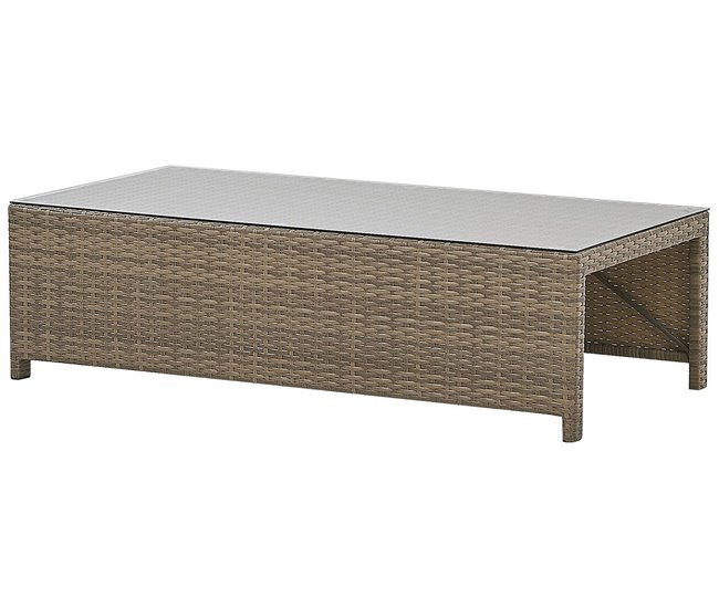 Beliani Conjunto lounge Ratan sintético BELLUNO Branco