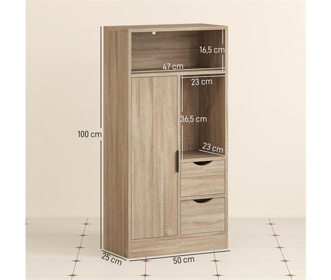 Armário Casa de Banho Melamina de Madeira HOMCOM 50 Castanho