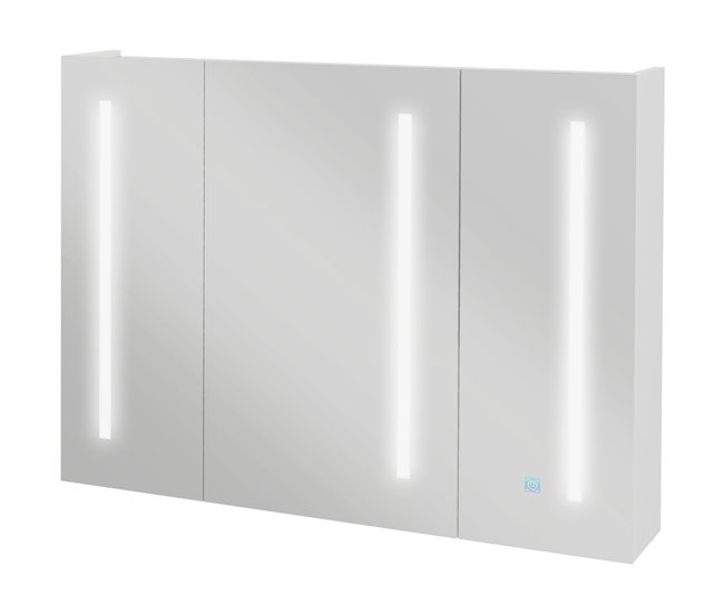 Armário Casa de Banho com Espelho MDF e Vidro kleankin Branco