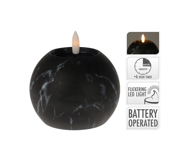 Vela Led com acabamento MÁRMORE Preto
