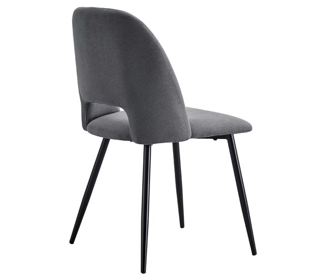 Pacote com 4 cadeiras de jantar estofadas Mos com encosto arredondado Cinza