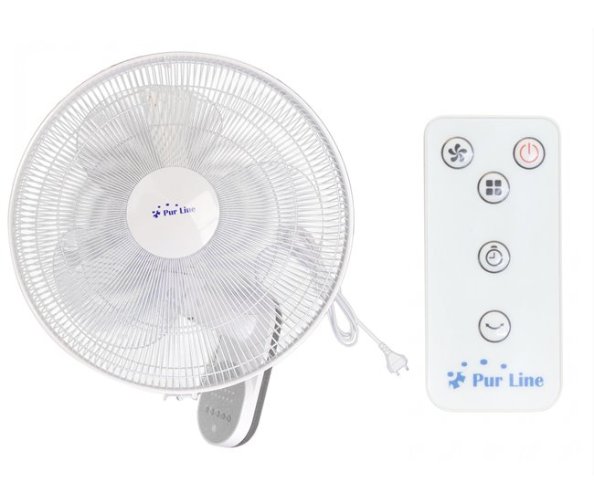 Ventilador montado na parede com temporizador e 3 velocidades Branco