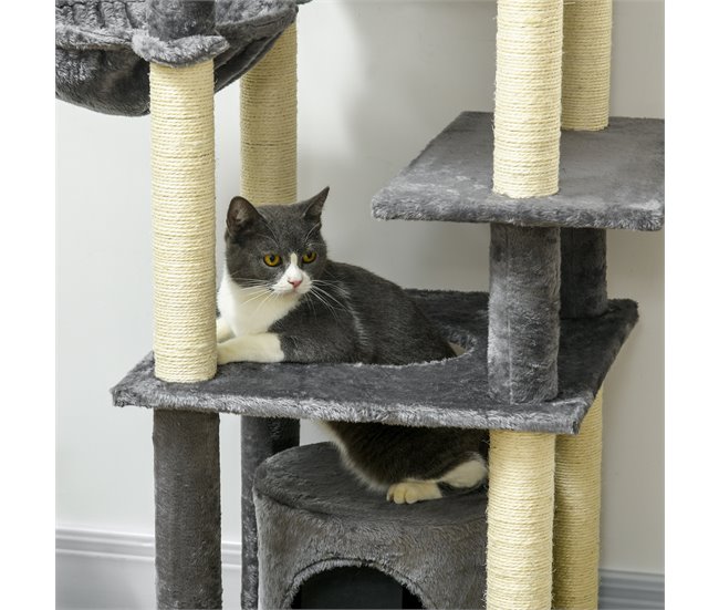 Arranhador para Gatos Aglomerado de Madeira, poliéster e Sisal Cinza