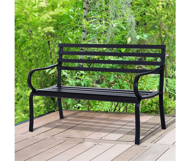 Banco de Jardim Metal Outsunny Preto