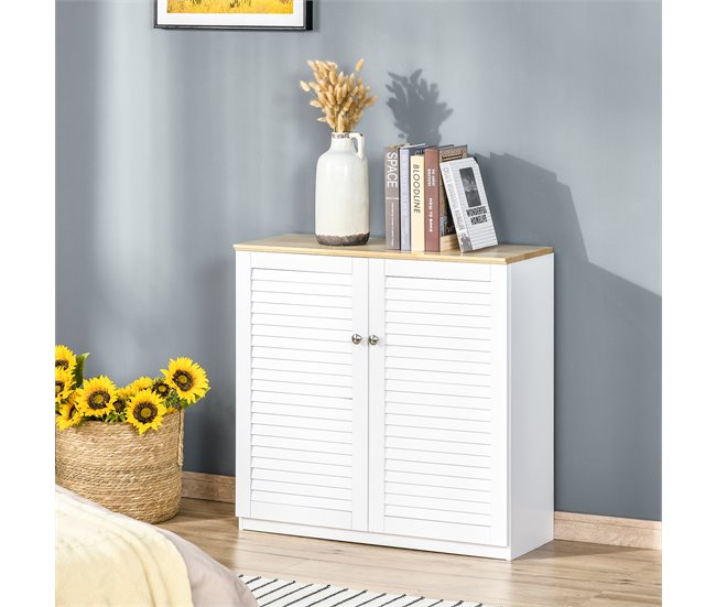 Aparador MDF, Madeira de borracha HOMCOM 80 Branco