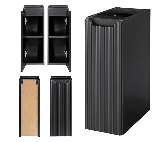 Móvel de casa de banho para lavatório Newport com 3 portas 100 Preto/ Madeira