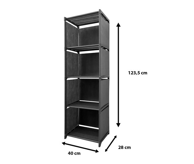 Prateleira de Organização 5 Pisos PVC e Tecido Nyana Home 125x41x29 cm 41 Preto