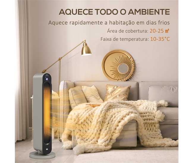 Aquecedor Cerâmico ABS HOMCOM, casa - aquecimento e climatização Prata
