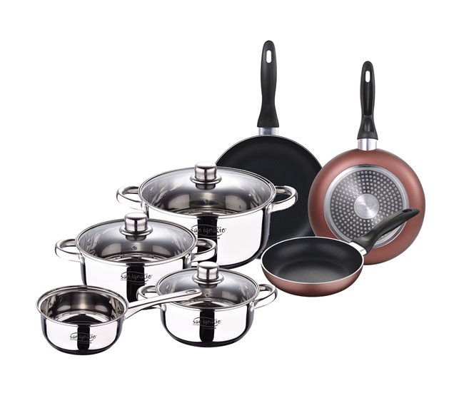 Bateria de 7pcs: panela sem tampa + tapa com tampa Multicor