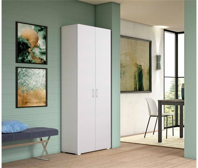 Armário multiuso com 2 portas com efeito madeira 72 Branco