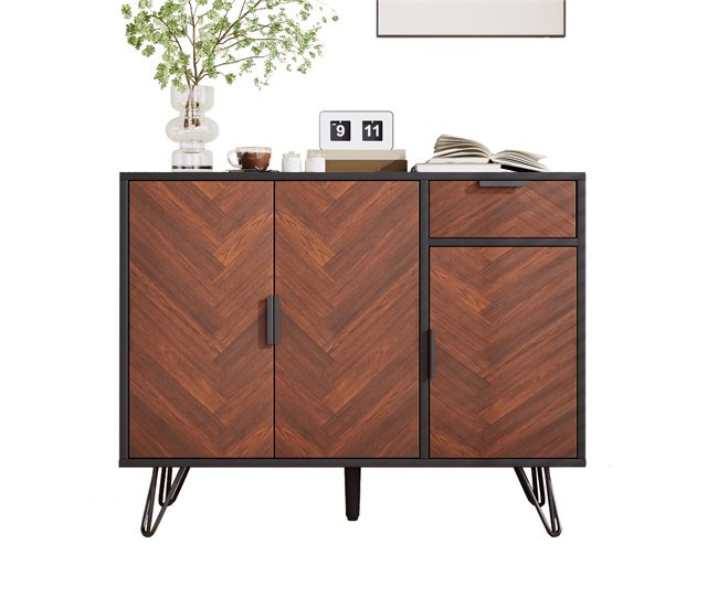 Aparador com 3 portas e 1 gaveta 90 Preto