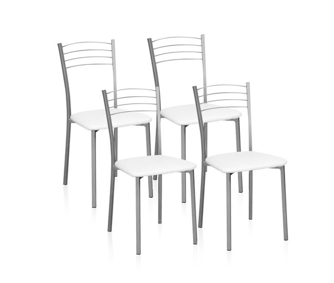 Conjunto de 4 cadeiras de cozinha Chef Branco/cinza