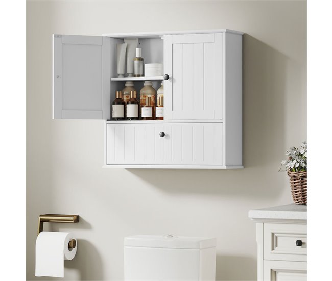 Armário de Parede Casa de Banho MDF HOMCOM, casa - casa de banho Branco