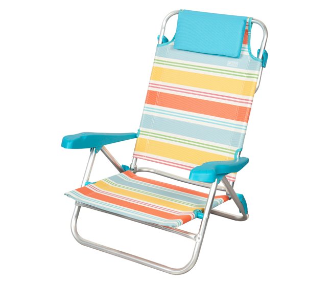Aktive Cadeira de praia dobrável, 7 posições, com almofada Multicor