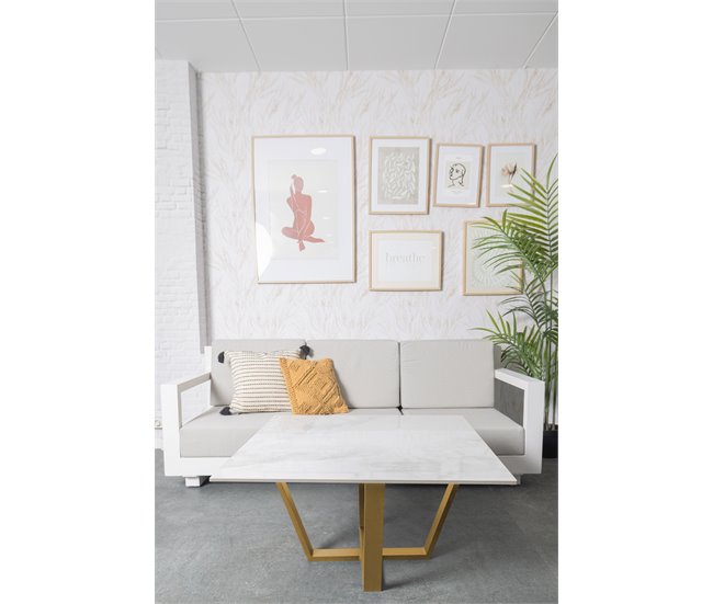 Mesa de centro com efeito mármore EXCALIBUR Branco