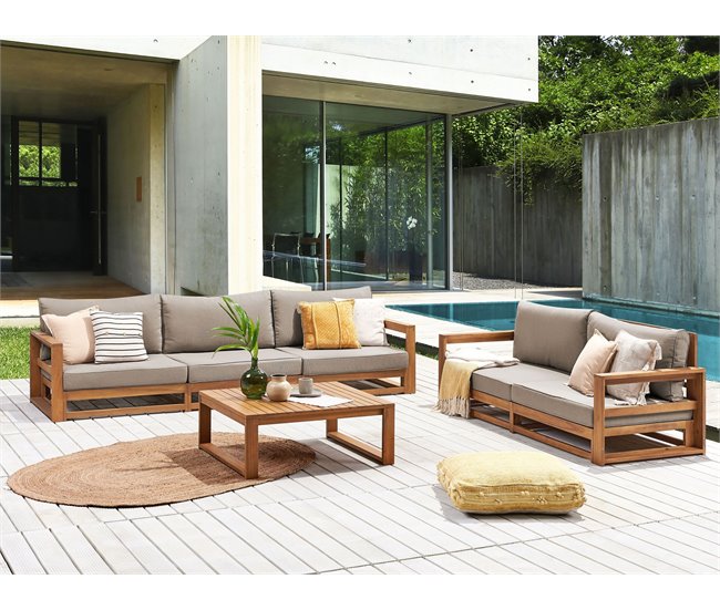 Beliani Conjunto lounge Madeira de acácia com certificado FSC® TIMOR Cinza Escuro
