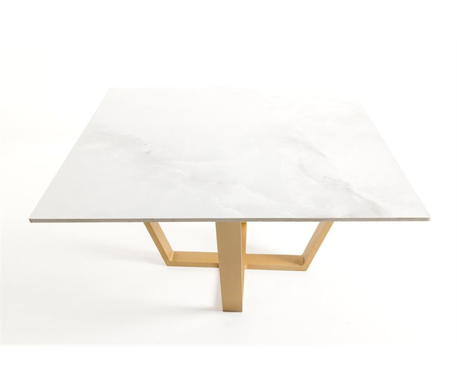Mesa de centro com efeito mármore EXCALIBUR Branco