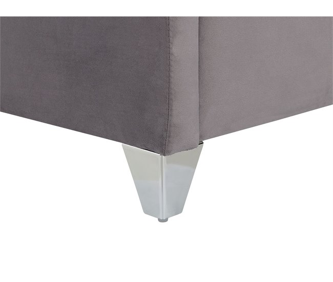 Beliani Cama Terciopelo LUBBON 209x215 Cinza
