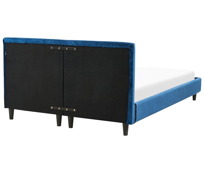 Beliani Cama com estrado Veludo FITOU 150x214 Azul