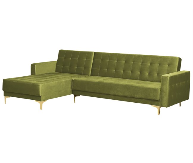Beliani Sofá-cama Veludo ABERDEEN Verde