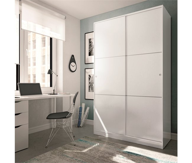 Roupeiro TREVI portas deslizantes 120x200cm branco Branco Brillo