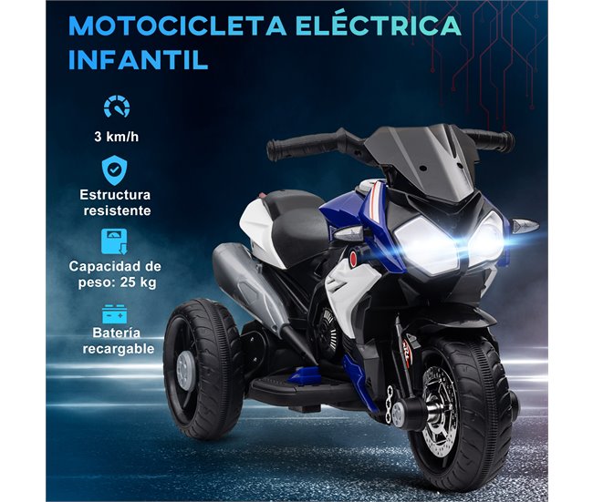 Motocicleta Elétrica Metal e PP HOMCOM Azul