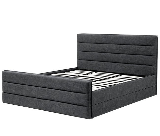 Beliani Cama com estrado Poliéster VALBONNE 216x191 Cinza Escuro