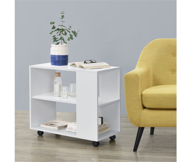 Mesa de centro Älvdalen com rodas e prateleira bloqueáveis Branco