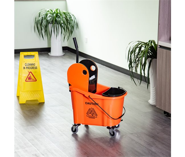 Balde de Esfregona Plástico PP, Metal HOMCOM Laranja