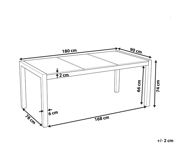 Beliani Mesa de refeição GROSSETO 90x180 Cinza Escuro