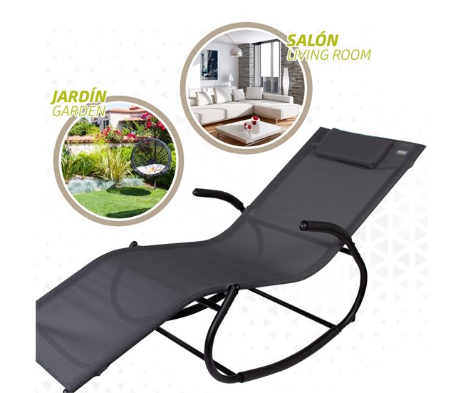 Espreguiçadeira de jardim antracite com almofada Aktive Cinza