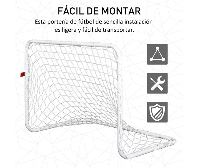 Conjunto de 2 mini gols de futebol Aço (Q195), tetrolon HOMCOM Branco
