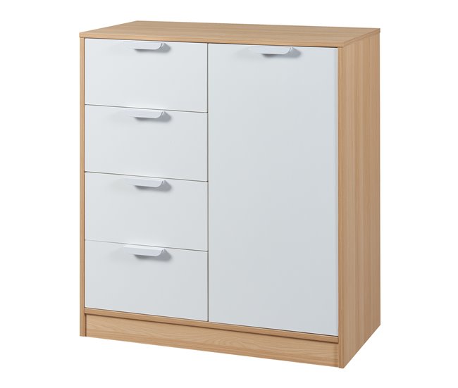 Aparador Varkaus com 4 gavetas + 1 porta MDF 80 Carvalho