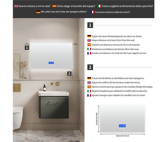 Espelho LED para banheiro 120x4 Transparente