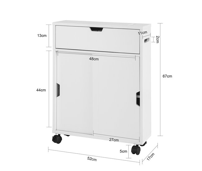 Armário utilitário de banho 2 portas e 1 gaveta BZR31-W SoBuy Branco